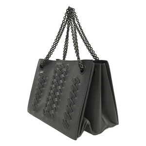Bottega Veneta handbag chain Intrecciato leather Black